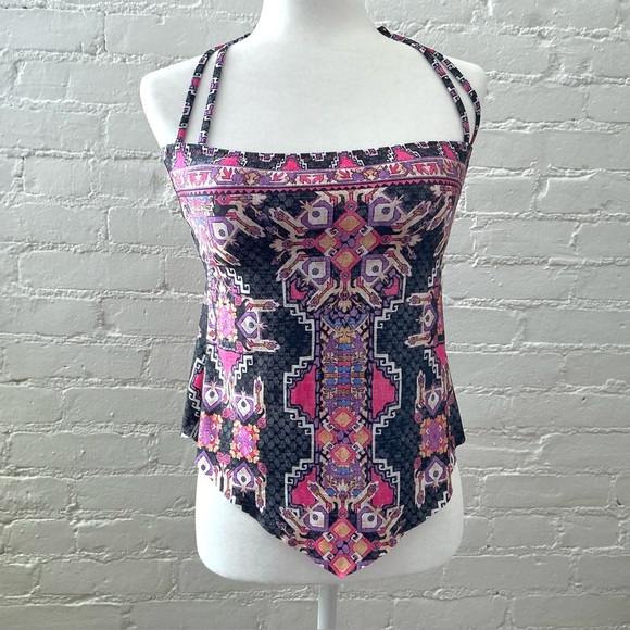Becca by Rebecca Virtue Cozumel Handkerchief Tankini Swim Top Size Large - Picture 1 of 12